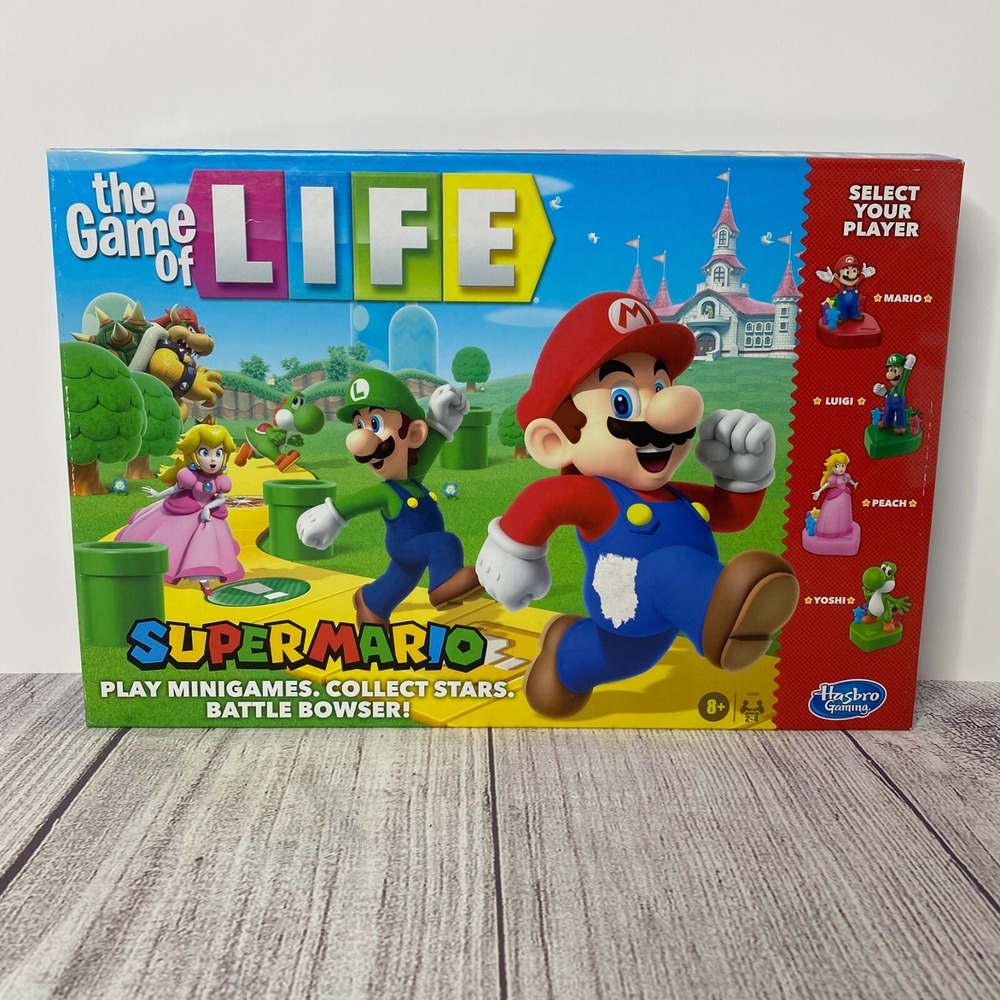Hasbro Gaming The Game of Life Super Mario Edition Board Game Battle Bowser EUC